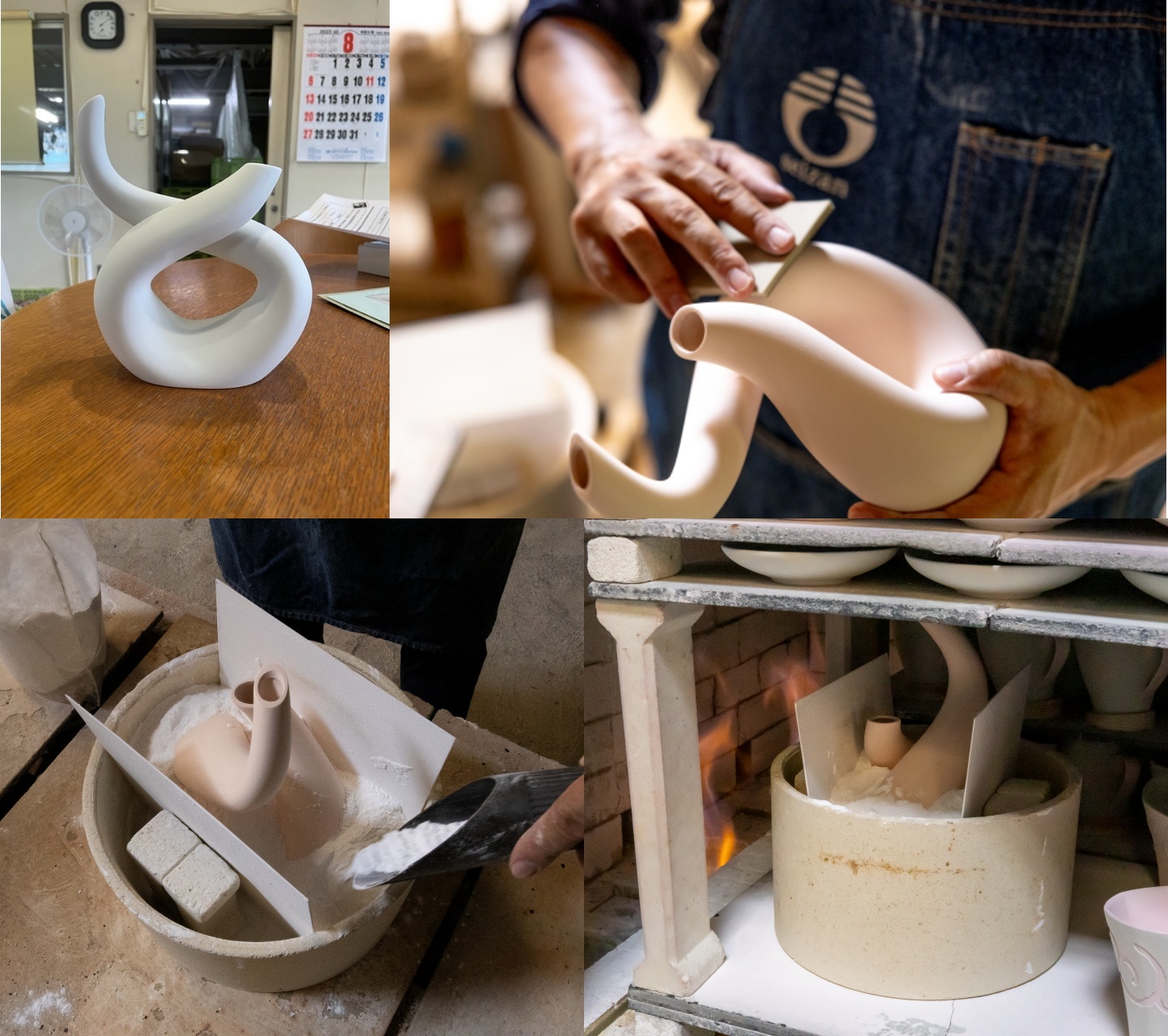花器ー炎ーの素焼き、本焼成